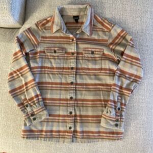 Patagonia Fjord Organic Cotton flannel long sleeve striped Shirt size 2